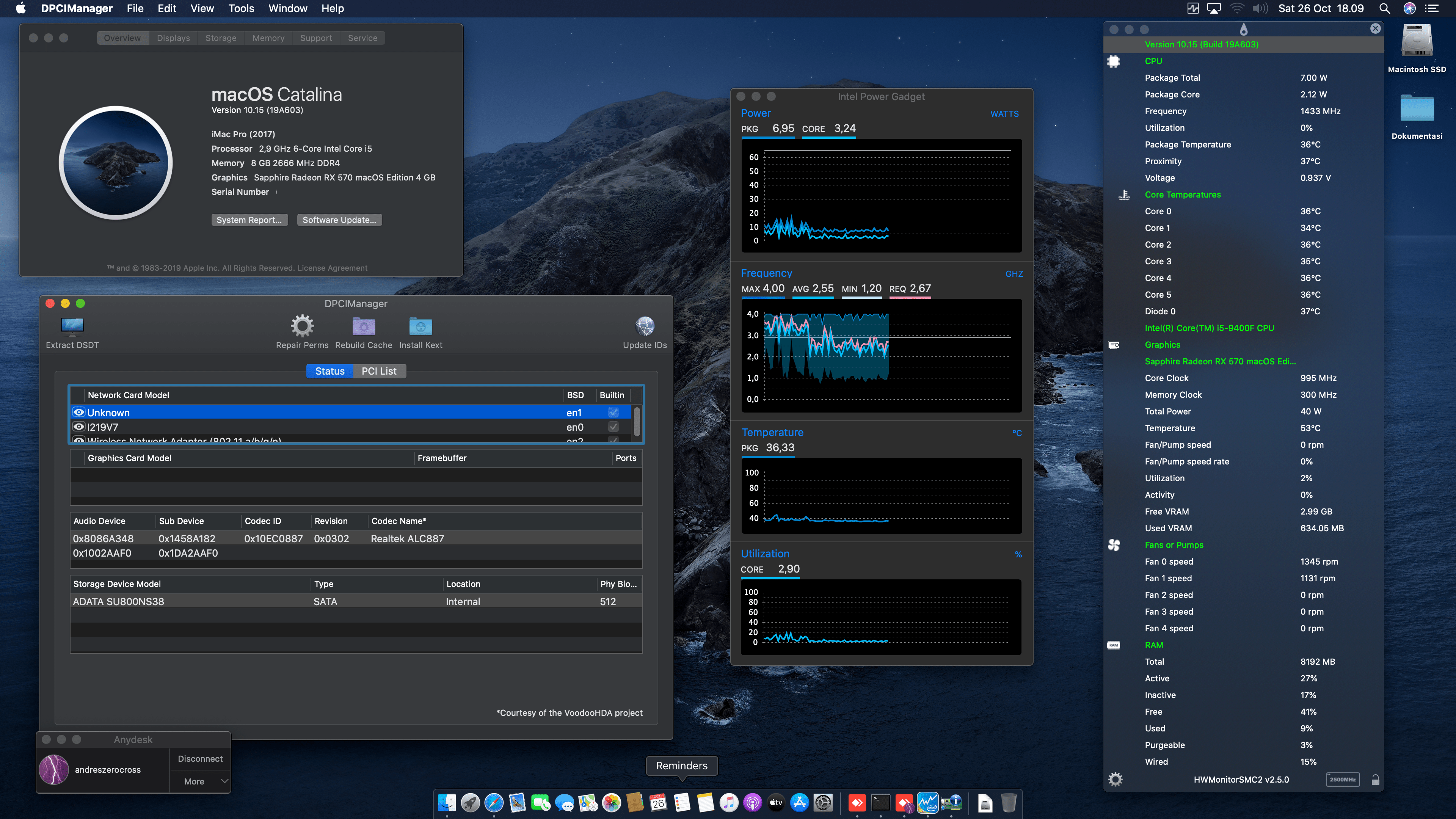 Success Hackintosh macOS Catalina 10.15 Build 19A603 at Gigabyte B360N Wifi + Intel Core i5 9400F + Sapphire RX 570